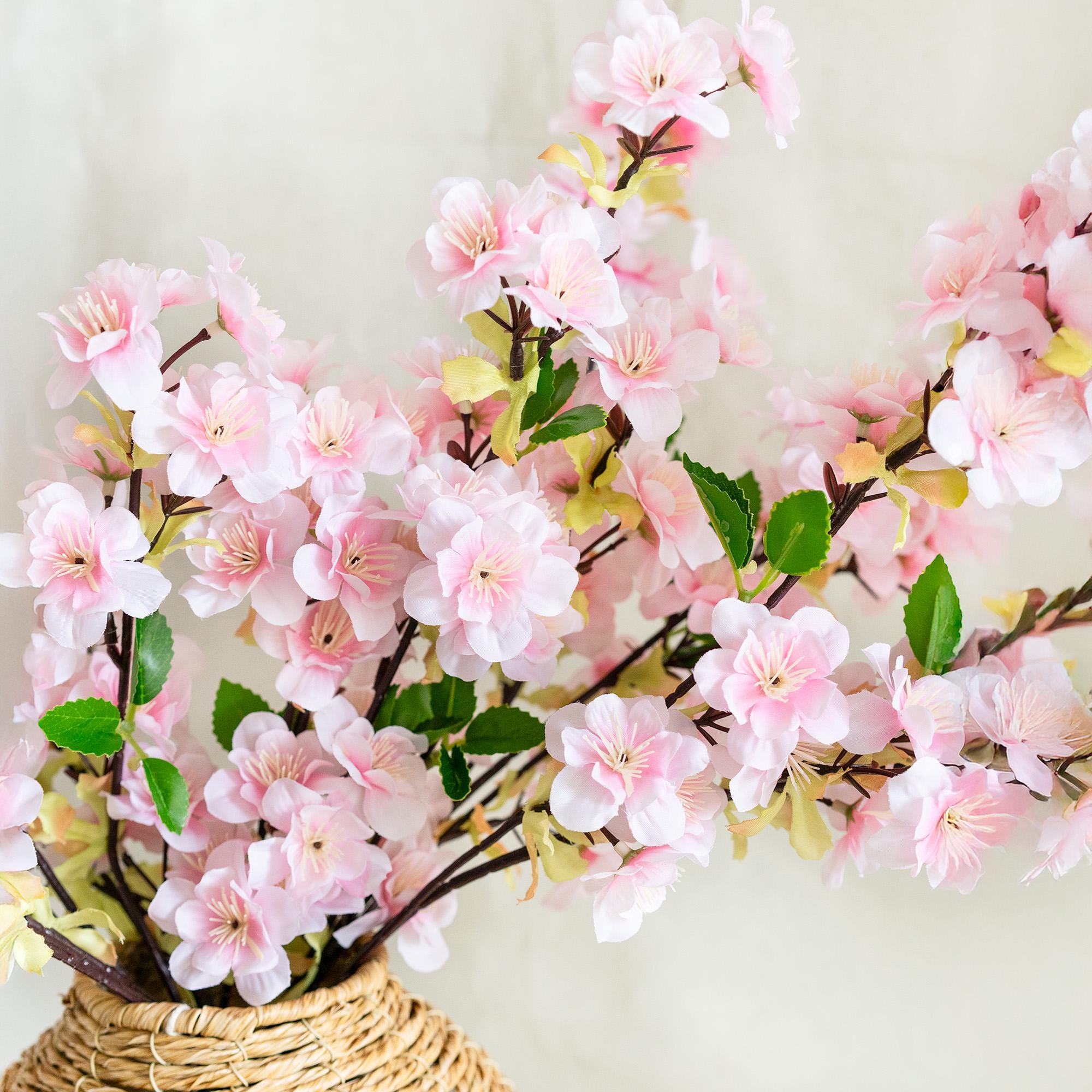 25" Spring Faux Light Pink Sakura Branch, Realistic Cherry Blossom Stems for Wedding Centerpiece Decor, Home Styling, Event Arrangements