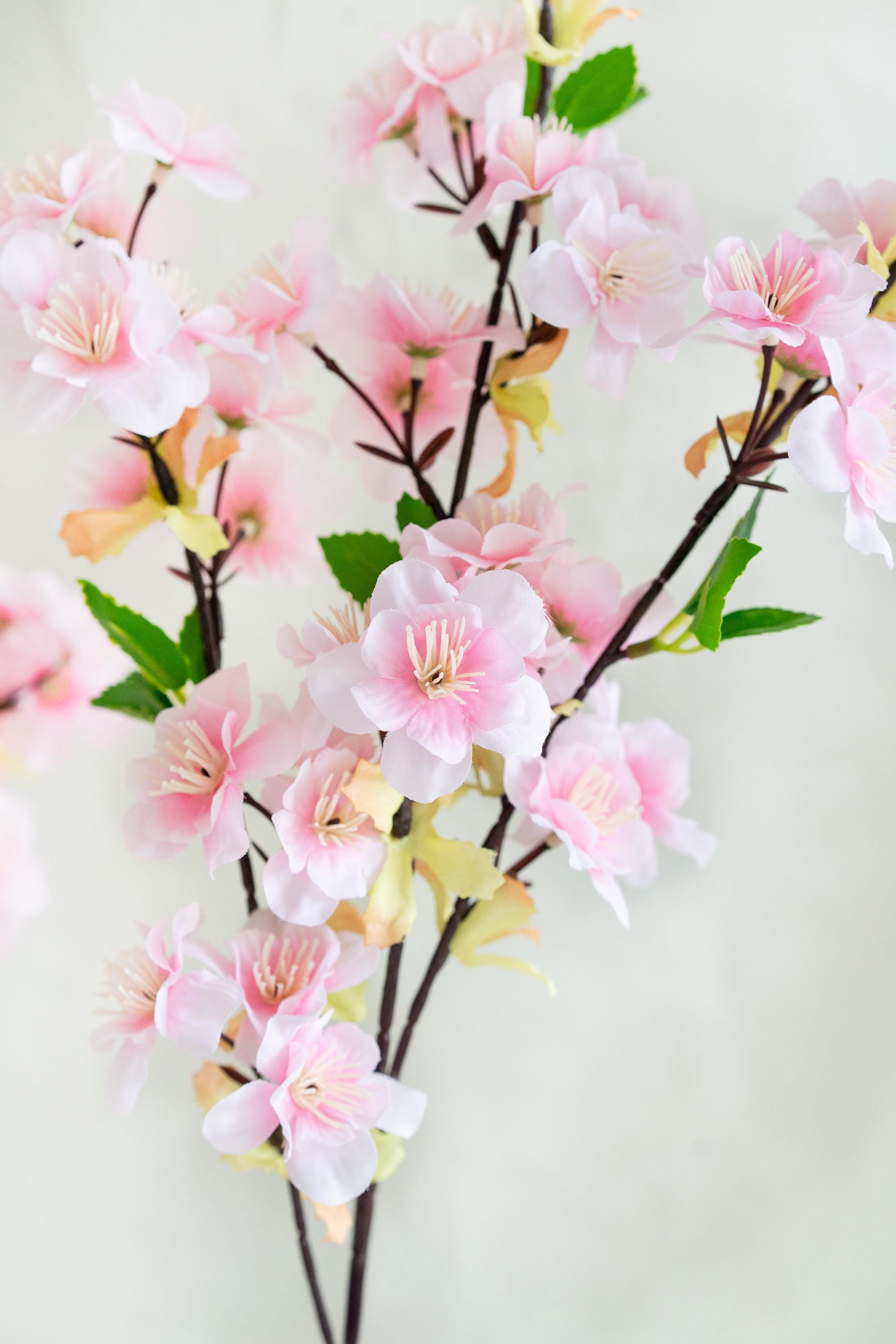 25" Spring Faux Light Pink Sakura Branch, Realistic Cherry Blossom Stems for Wedding Centerpiece Decor, Home Styling, Event Arrangements
