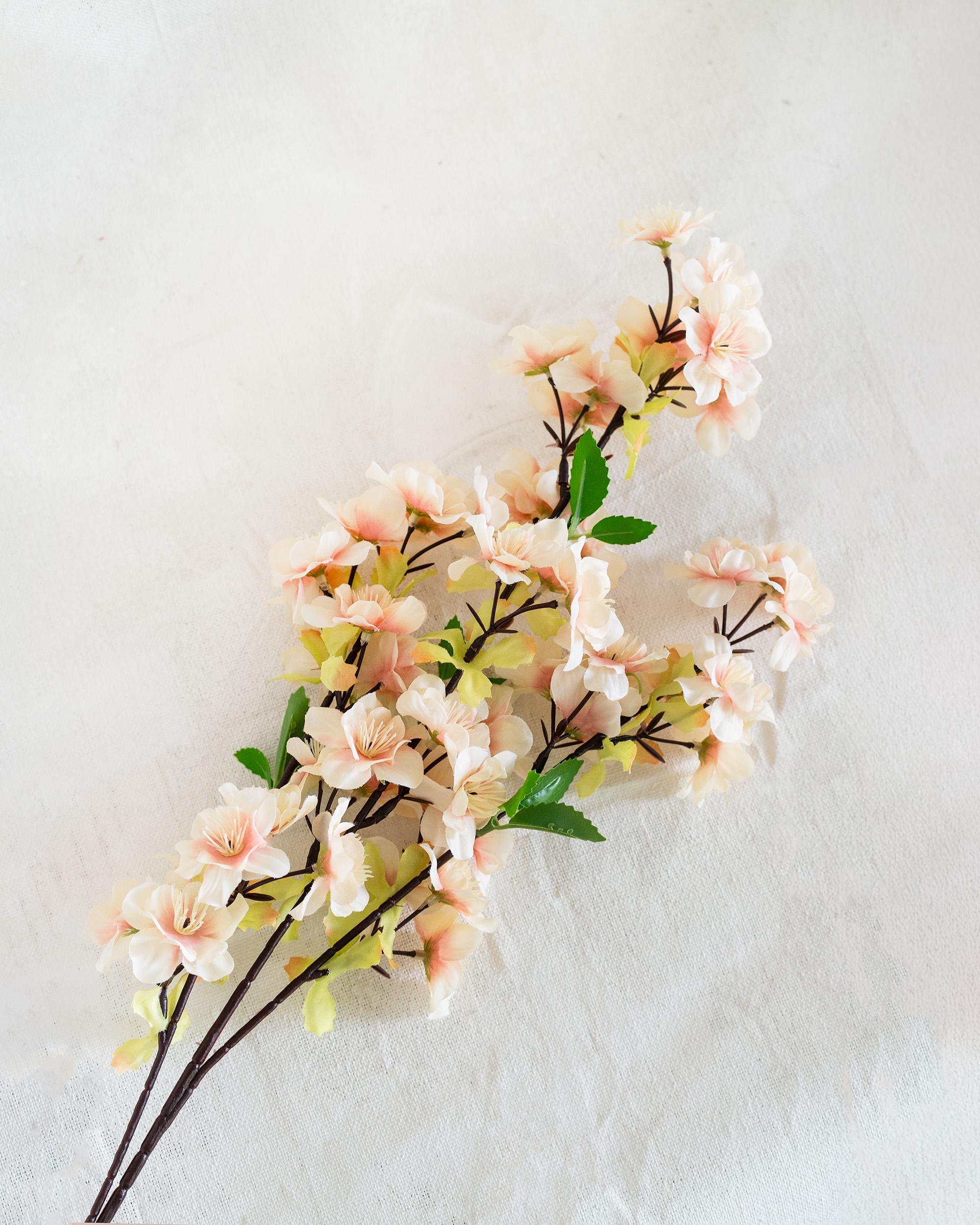 25" Faux Champagne Pink Sakura Branch, Realistic Cherry Blossom Stems for Wedding Decor, Spring Home Styling, Event Floral Arrangements