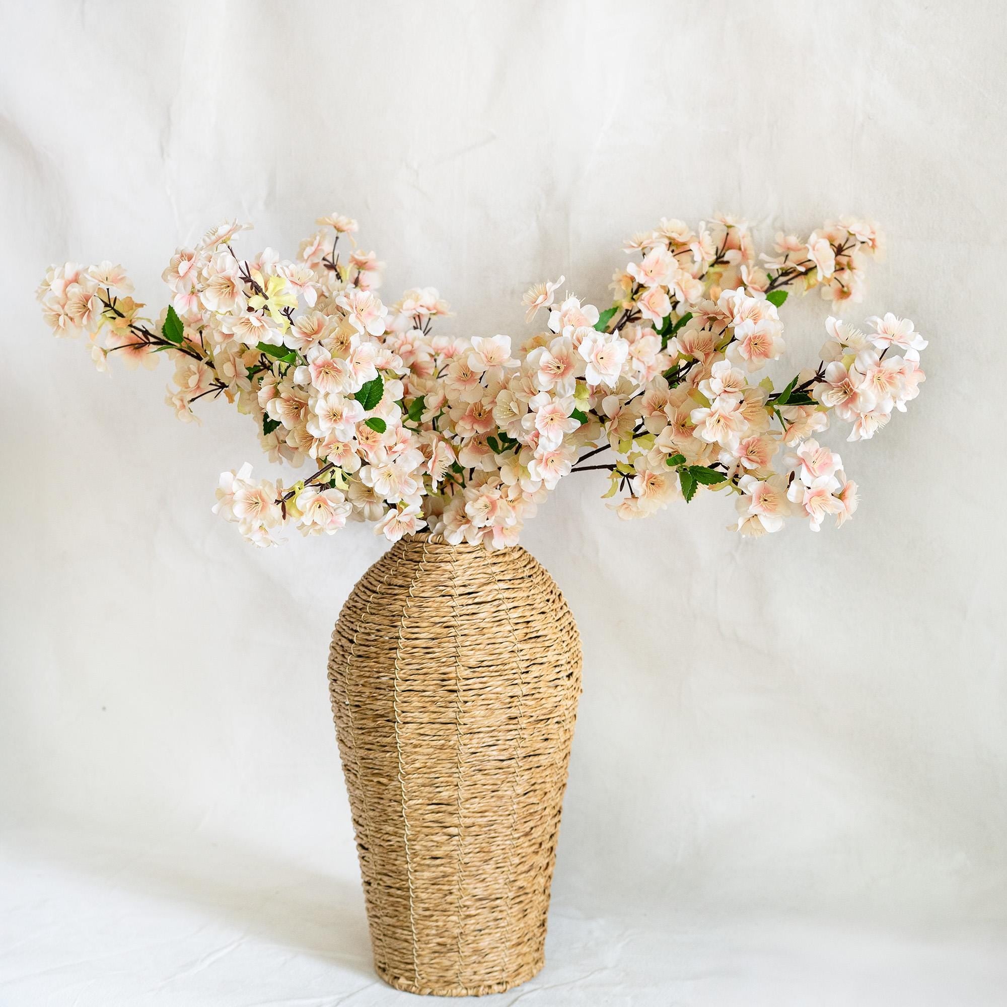 25" Faux Champagne Pink Sakura Branch, Realistic Cherry Blossom Stems for Wedding Decor, Spring Home Styling, Event Floral Arrangements