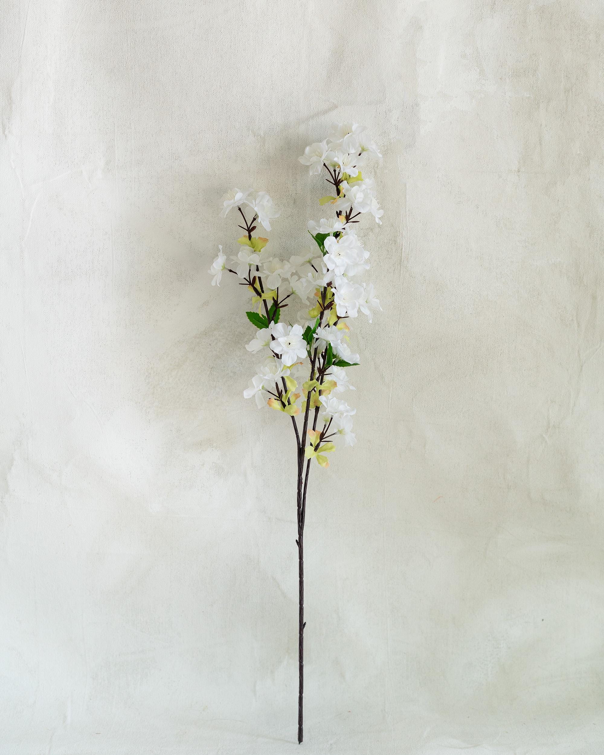 25" Faux White Cherry Blossom Branch – Real Touch Sakura Stems for Elegant Home Decor, Wedding Centerpieces, Spring Floral Arrangement