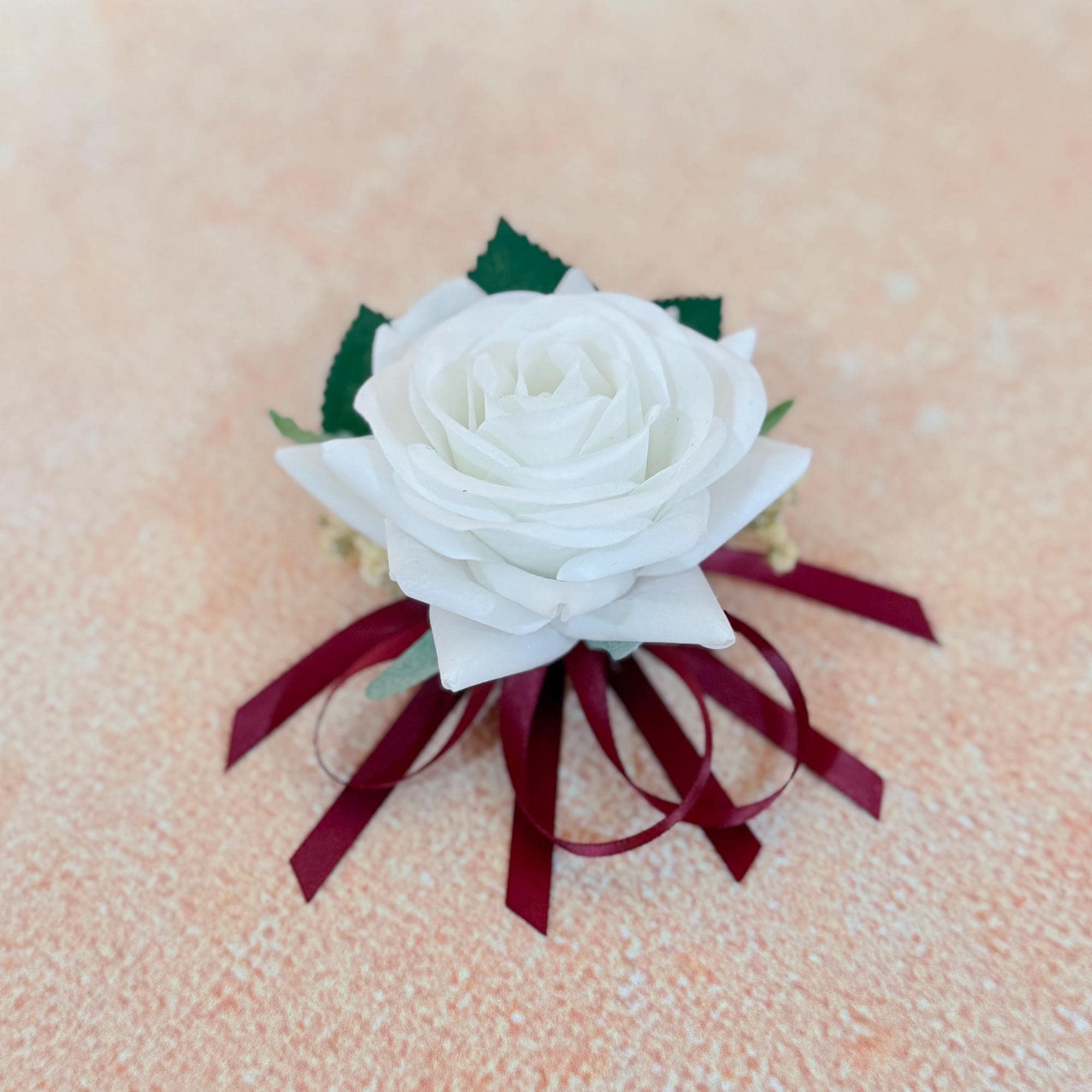 White Rose Burgundy Tie Pearl Bracelet Wrist Corsage, Bridesmaid Gift for Her, Rustic Wedding Bridal Accessories, Prom Burgundy Swag