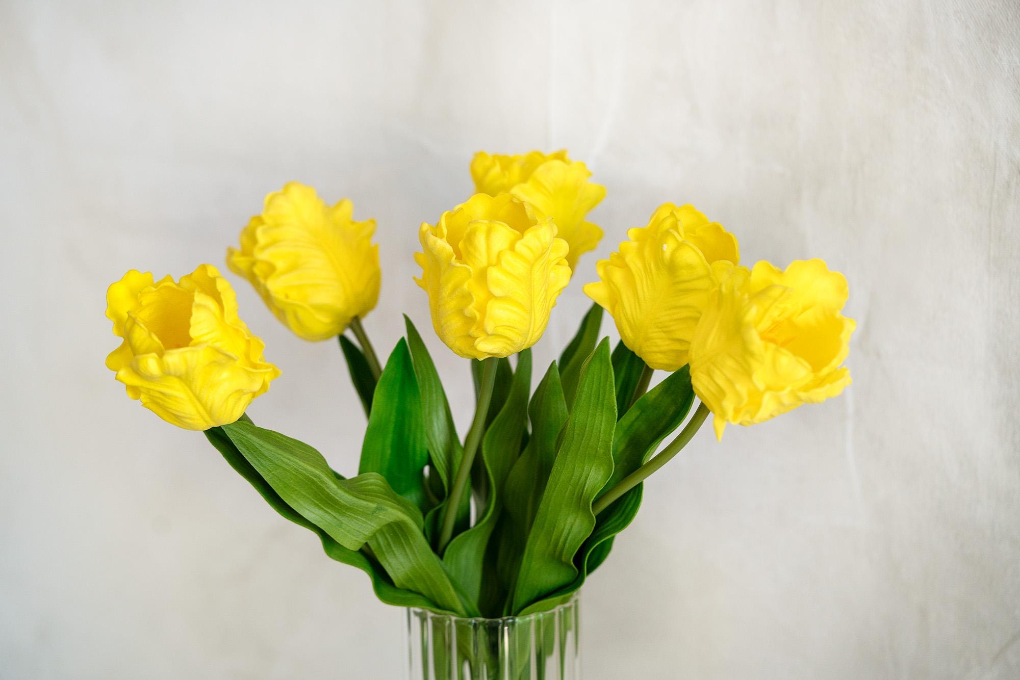 17" Yellow Faux Tulip Stem, Real Touch Ruffled Parrot Tulip, Spring Easter Table Decor, Wedding Centerpiece, Floral Arrangement