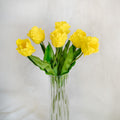 17" Yellow Faux Tulip Stem, Real Touch Ruffled Parrot Tulip, Spring Easter Table Decor, Wedding Centerpiece, Floral Arrangement