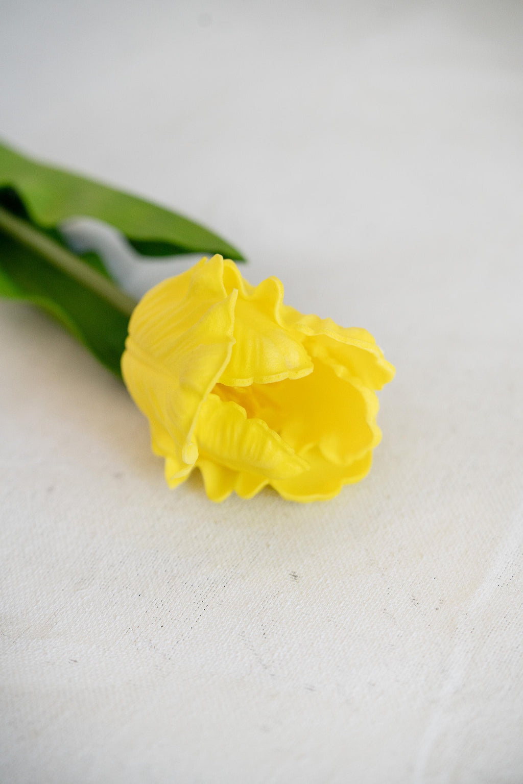 17" Yellow Faux Tulip Stem, Real Touch Ruffled Parrot Tulip, Spring Easter Table Decor, Wedding Centerpiece, Floral Arrangement
