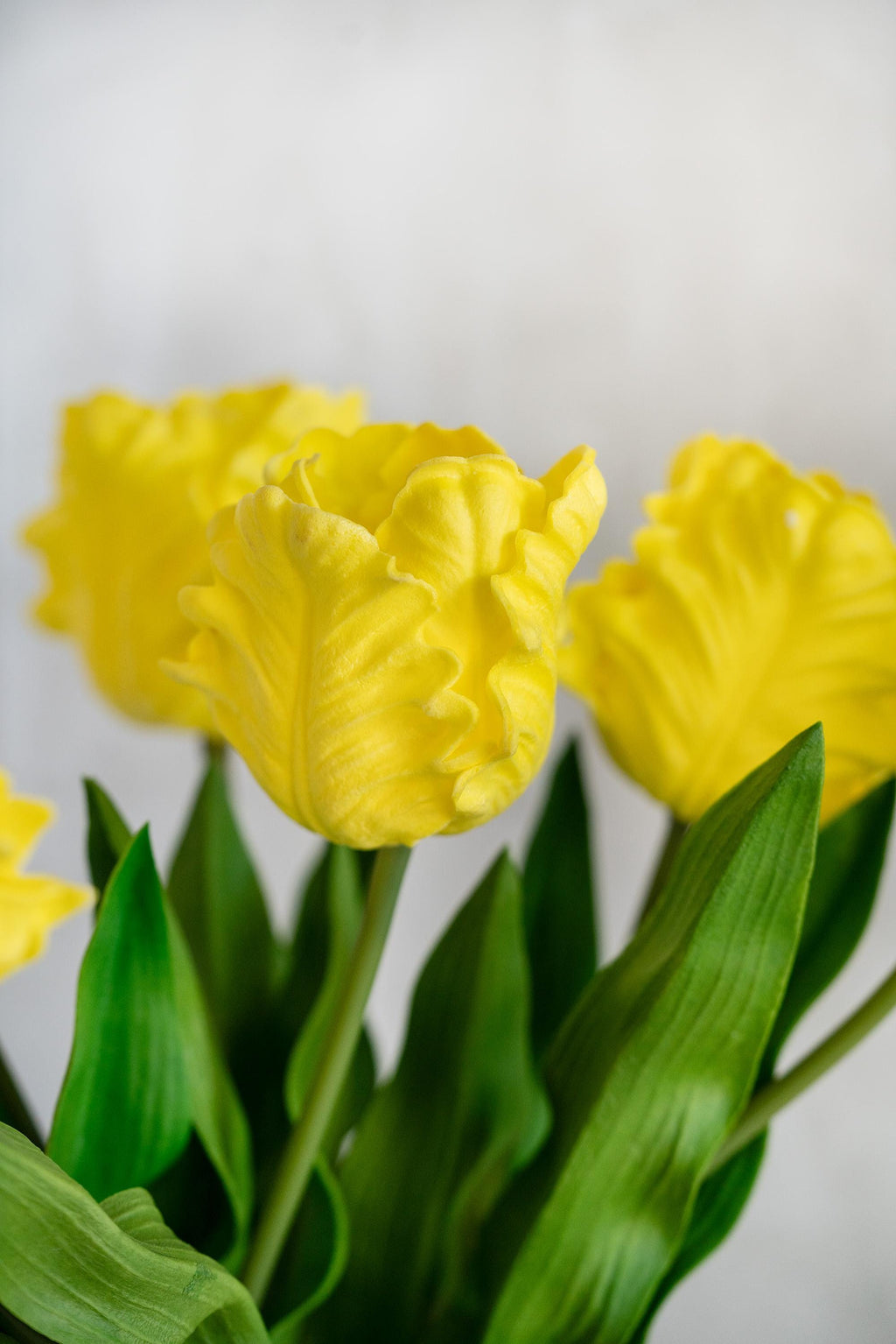 17" Yellow Faux Tulip Stem, Real Touch Ruffled Parrot Tulip, Spring Easter Table Decor, Wedding Centerpiece, Floral Arrangement