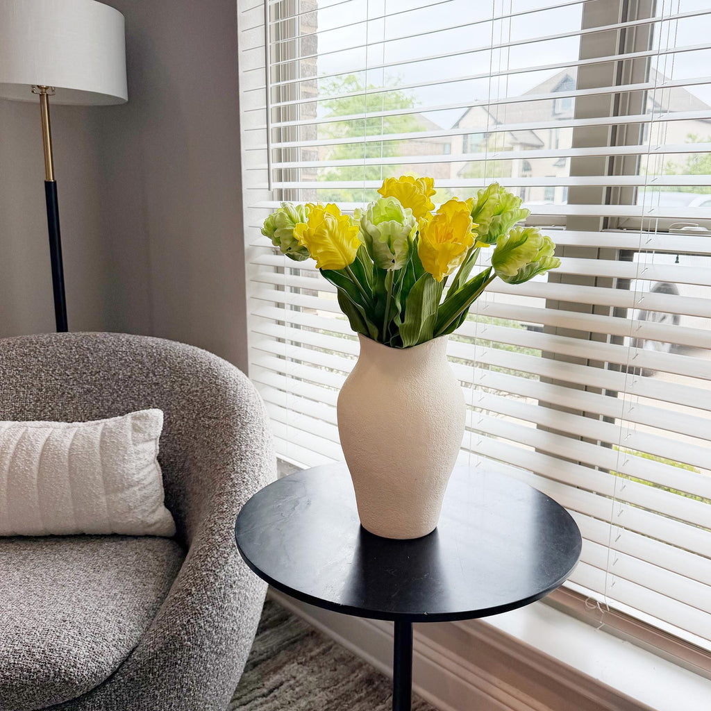 17" Yellow & Green Faux Tulip Stem, Real Touch Parrot Tulip, Ruffled Artificial Flower, Spring Easter Decor, Wedding Centerpiece,Table Decor
