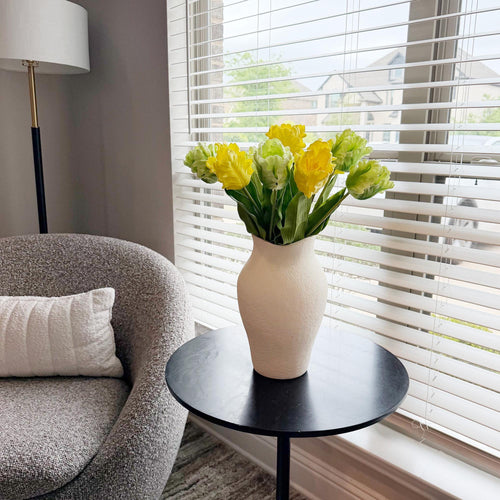 17" Yellow & Green Faux Tulip Stem, Real Touch Parrot Tulip, Ruffled Artificial Flower, Spring Easter Decor, Wedding Centerpiece,Table Decor