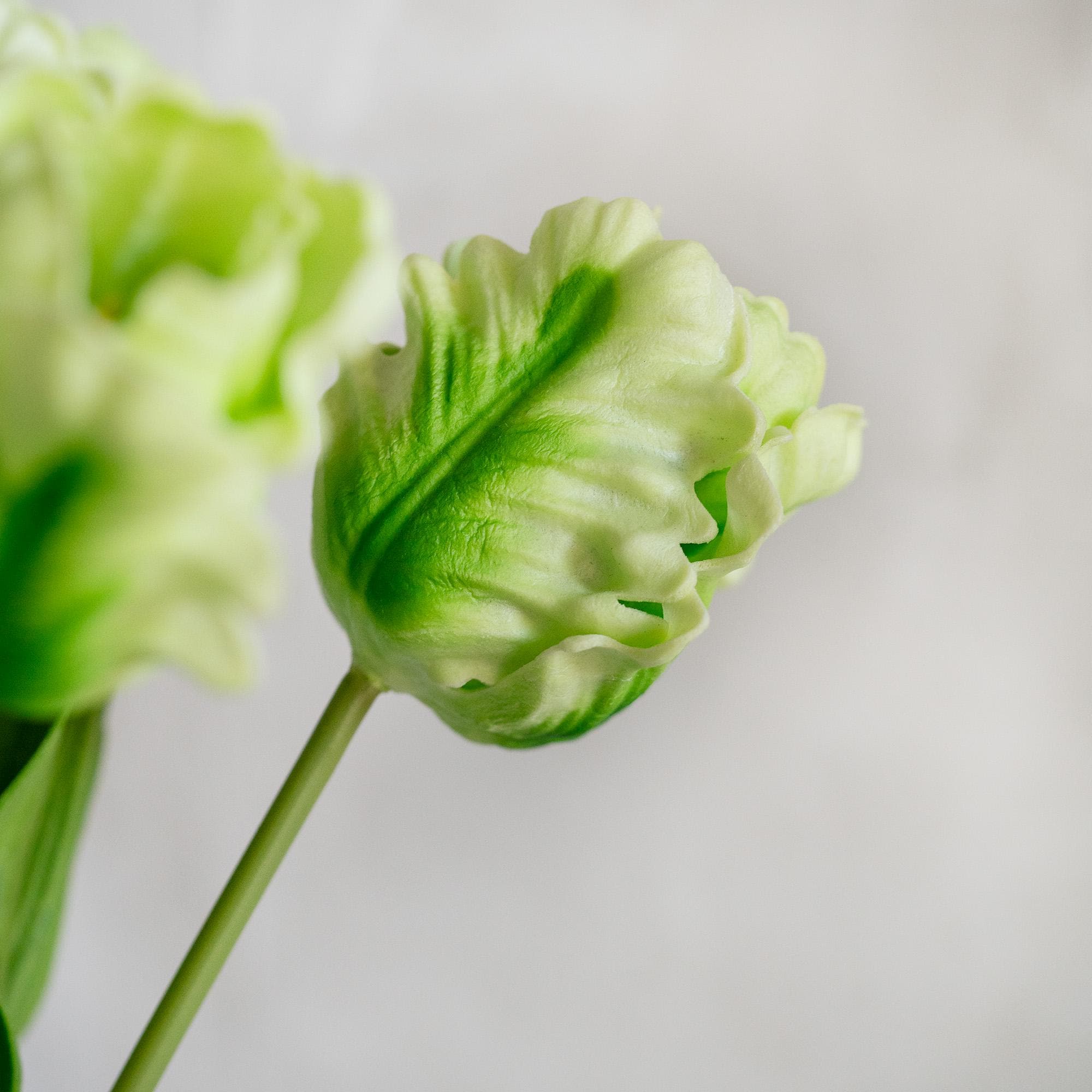 17" Yellow & Green Faux Tulip Stem, Real Touch Parrot Tulip, Ruffled Artificial Flower, Spring Easter Decor, Wedding Centerpiece,Table Decor