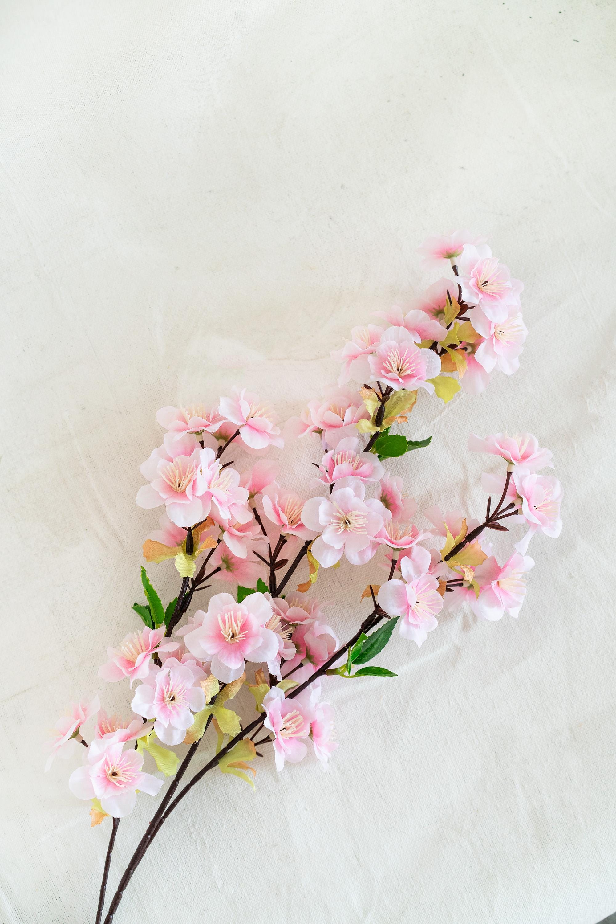 25" Spring Faux Light Pink Sakura Branch, Realistic Cherry Blossom Stems for Wedding Centerpiece Decor, Home Styling, Event Arrangements