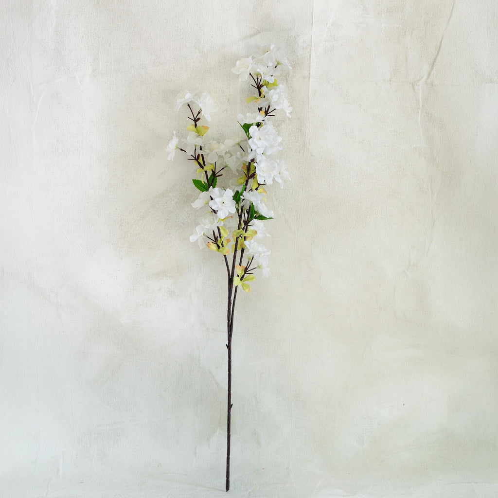 25" Faux White Cherry Blossom Branch – Real Touch Sakura Stems for Elegant Home Decor, Wedding Centerpieces, Spring Floral Arrangement