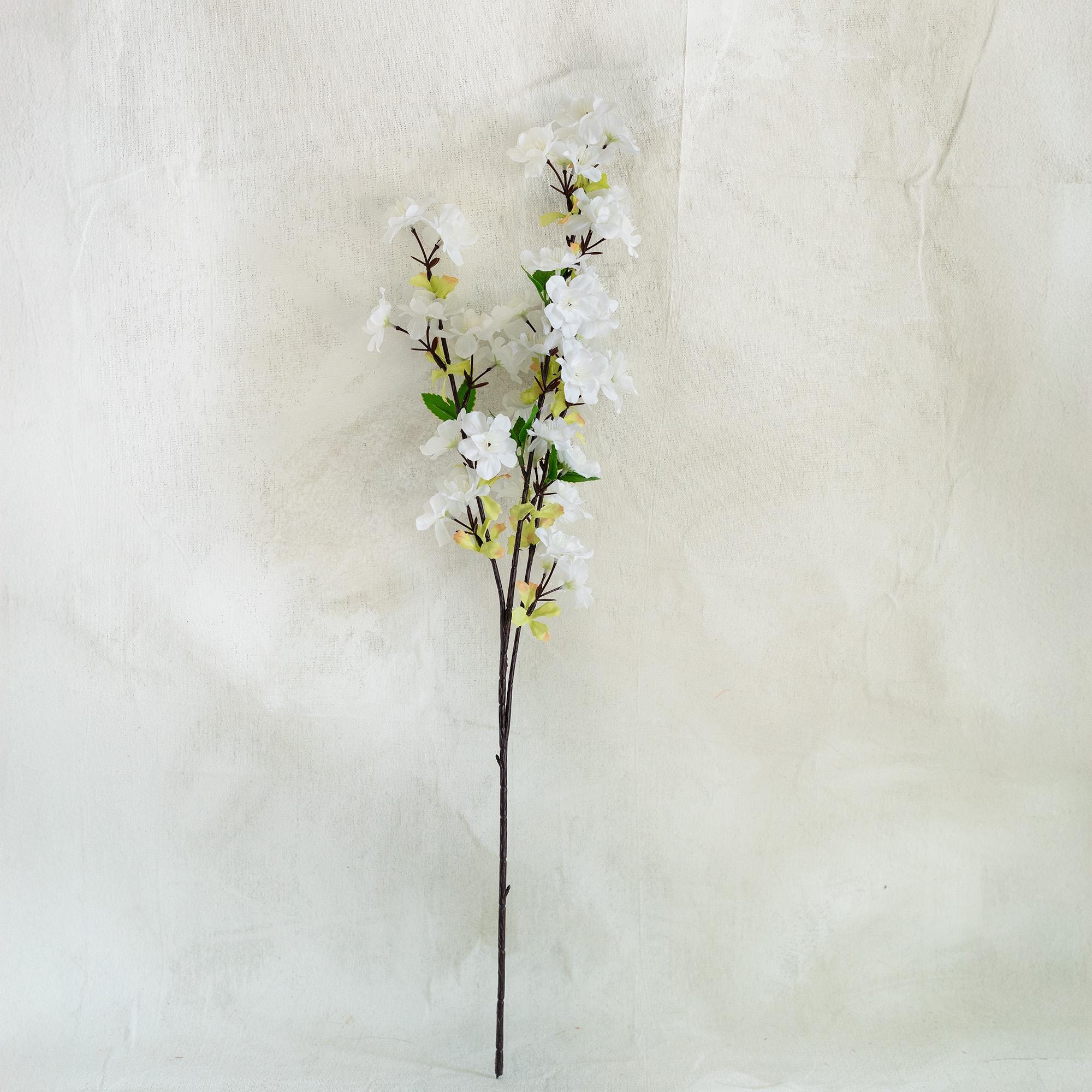 25" Faux White Cherry Blossom Branch – Real Touch Sakura Stems for Elegant Home Decor, Wedding Centerpieces, Spring Floral Arrangement
