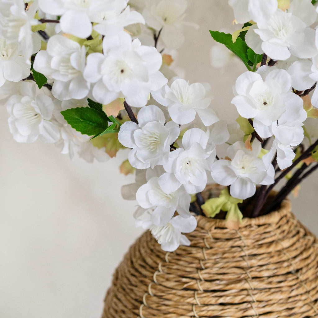 25" Faux White Cherry Blossom Branch – Real Touch Sakura Stems for Elegant Home Decor, Wedding Centerpieces, Spring Floral Arrangement
