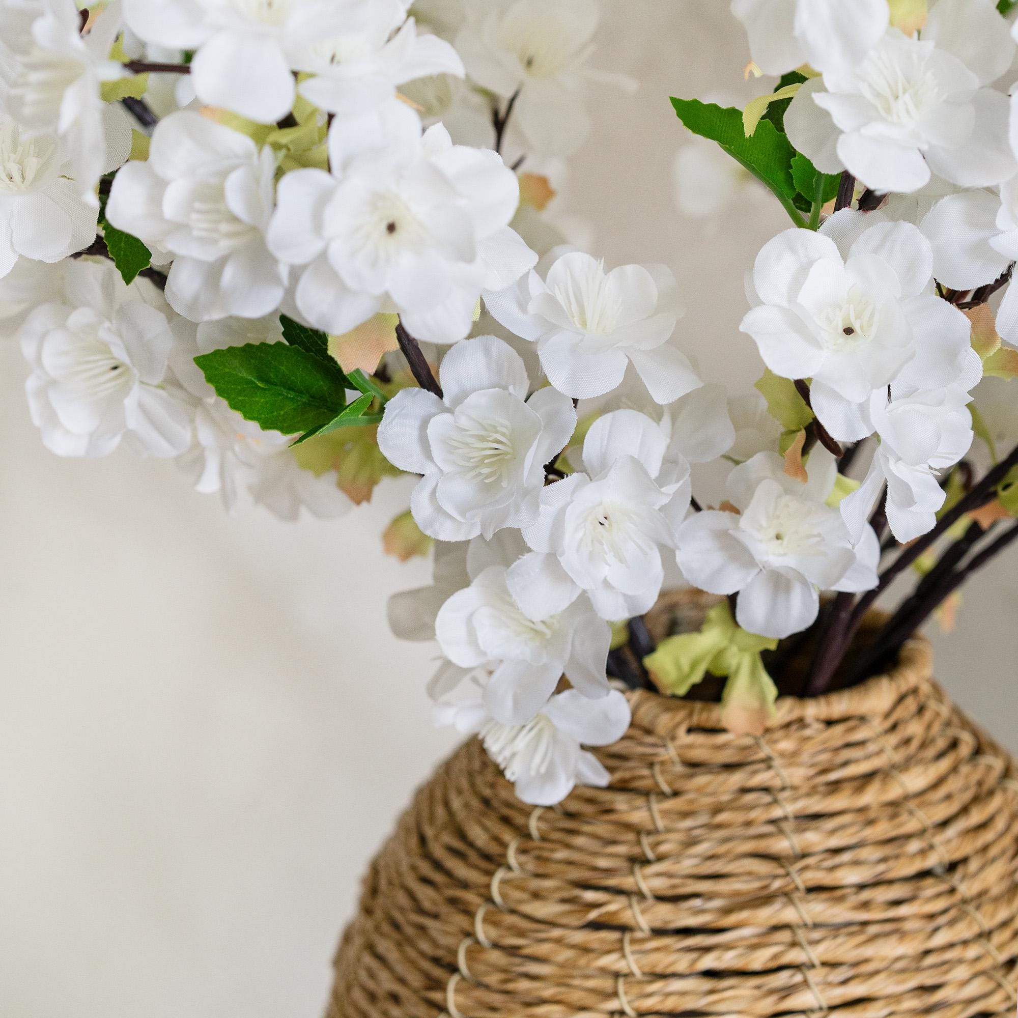 25" Faux White Cherry Blossom Branch – Real Touch Sakura Stems for Elegant Home Decor, Wedding Centerpieces, Spring Floral Arrangement